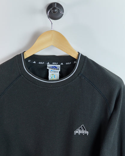 90s Adidas Golf Black Crew Neck Jumper (M)