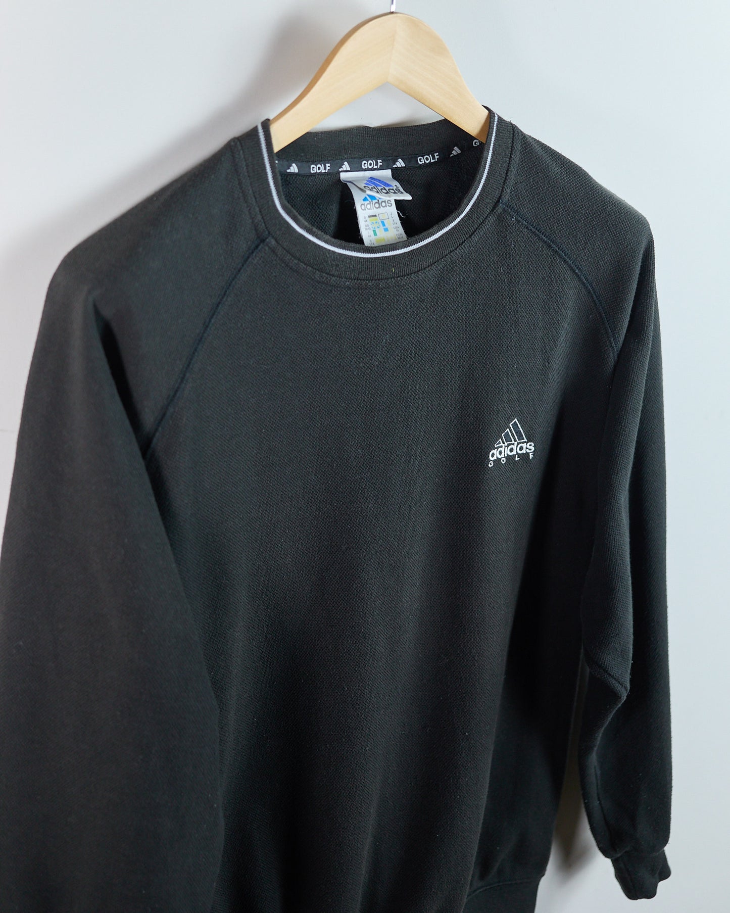 90s Adidas Golf Black Crew Neck Jumper (M)