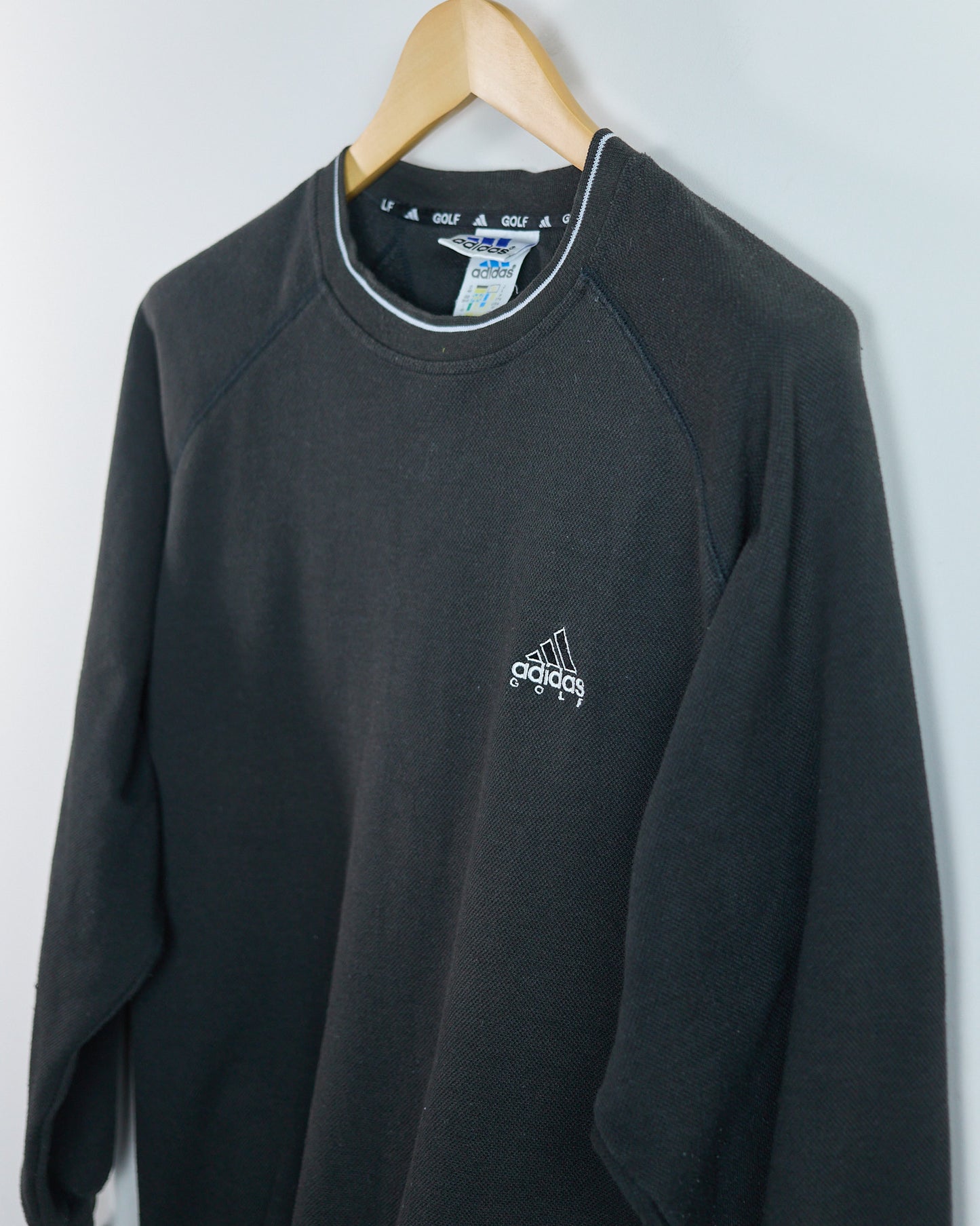90s Adidas Golf Black Crew Neck Jumper (M)