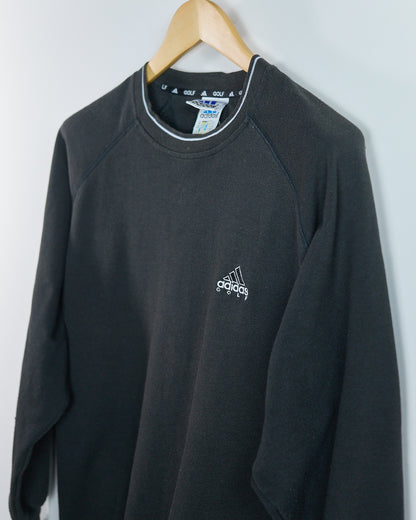 90s Adidas Golf Black Crew Neck Jumper (M)