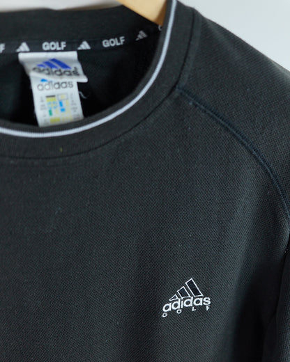 90s Adidas Golf Black Crew Neck Jumper (M)