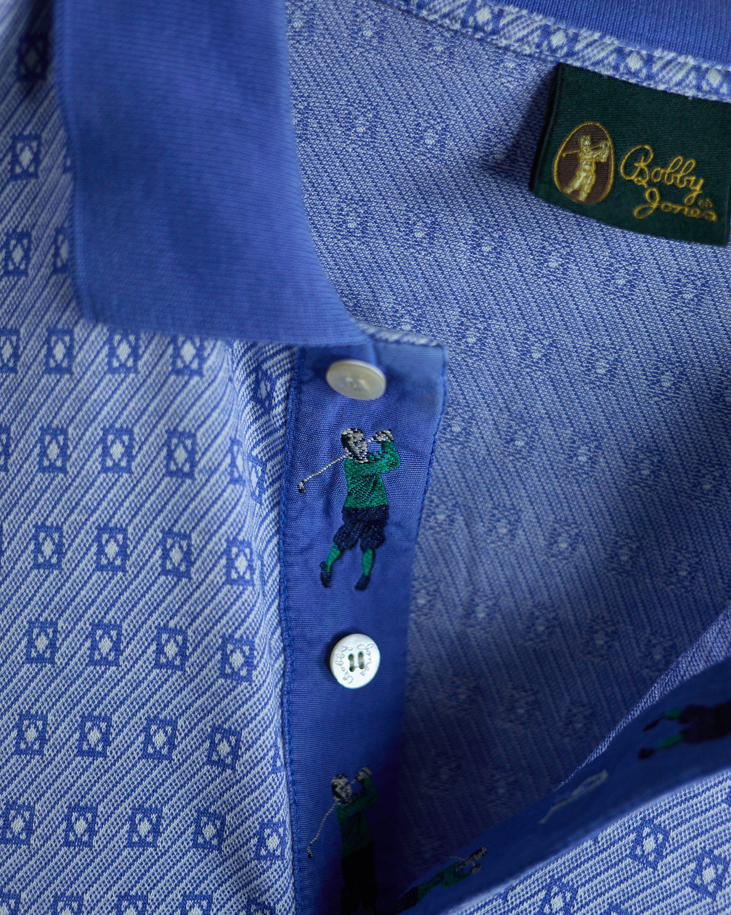 90s Bobby Jones Blue Masters Pattern Polo (L)