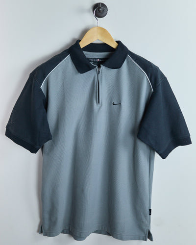 90s Nike Golf Grey/Black Quarter Zip Polo (L)