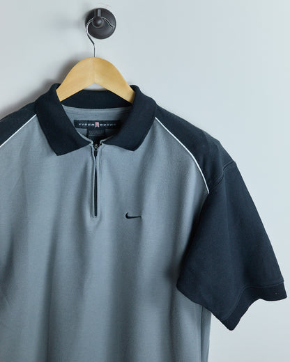 90s Nike Golf Grey/Black Quarter Zip Polo (L)