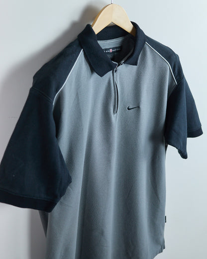 90s Nike Golf Grey/Black Quarter Zip Polo (L)