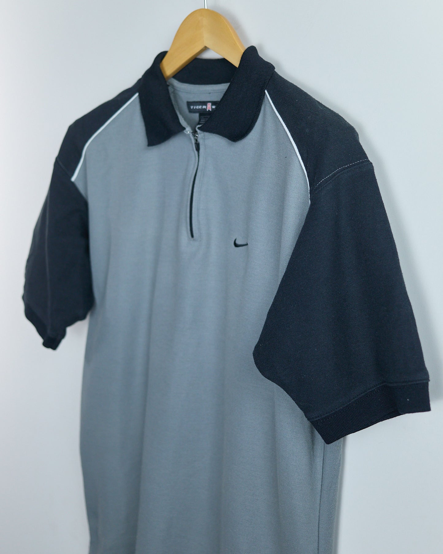 90s Nike Golf Grey/Black Quarter Zip Polo (L)