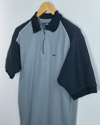 90s Nike Golf Grey/Black Quarter Zip Polo (L)