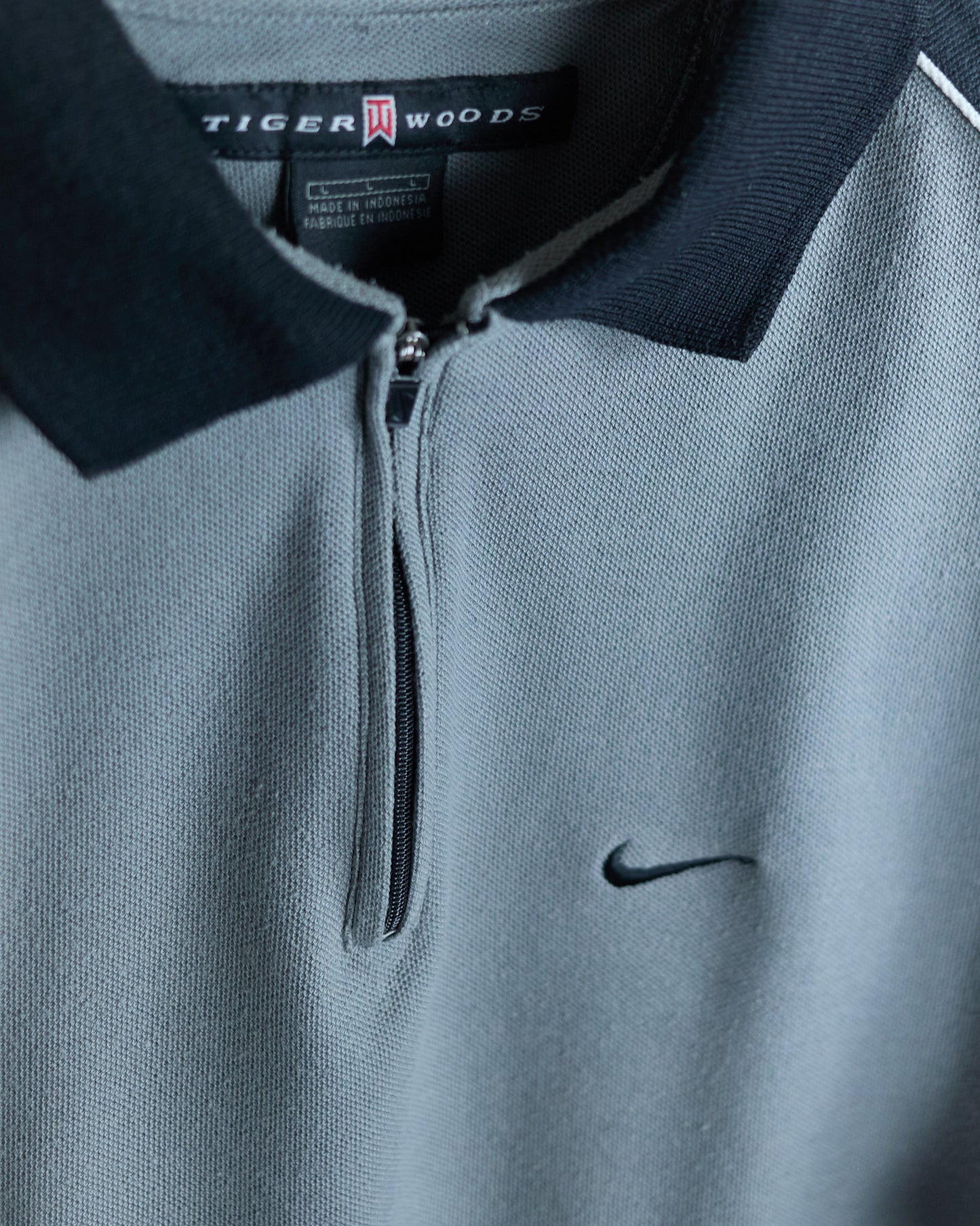 90s Nike Golf Grey/Black Quarter Zip Polo (L)