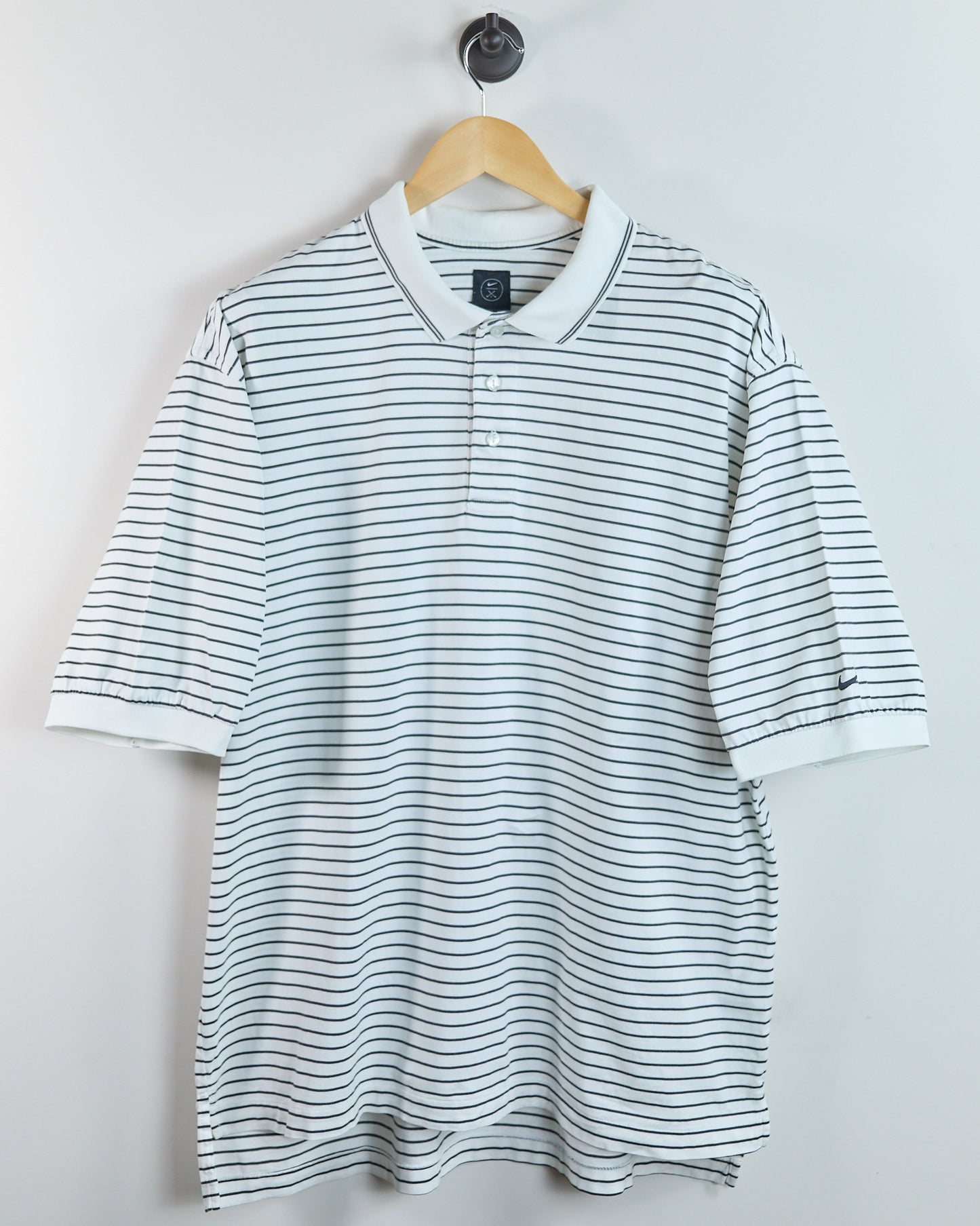 Early 90s Nike Golf White/Black Stripe Polo (XL)