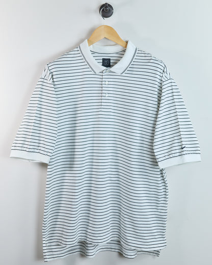 Early 90s Nike Golf White/Black Stripe Polo (XL)