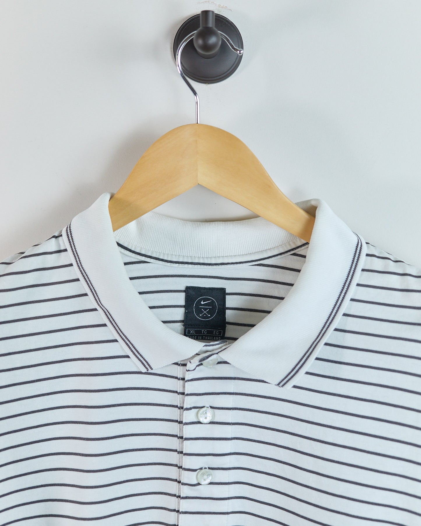 Early 90s Nike Golf White/Black Stripe Polo (XL)