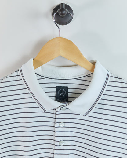 Early 90s Nike Golf White/Black Stripe Polo (XL)