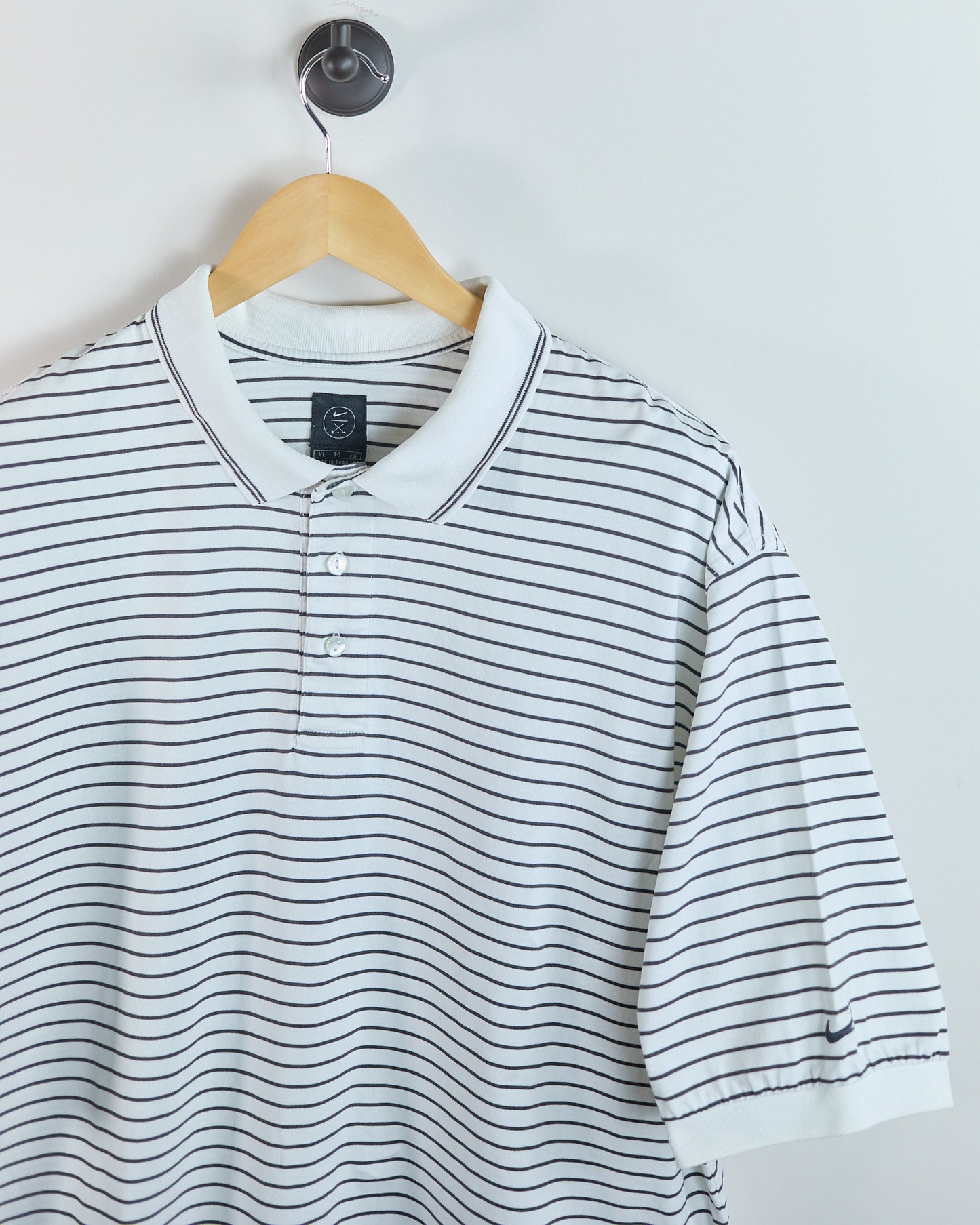 Early 90s Nike Golf White/Black Stripe Polo (XL)