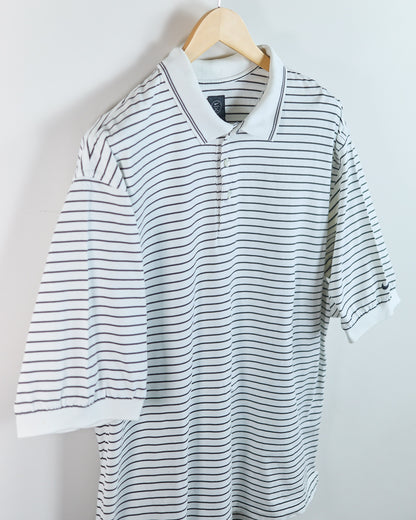 Early 90s Nike Golf White/Black Stripe Polo (XL)