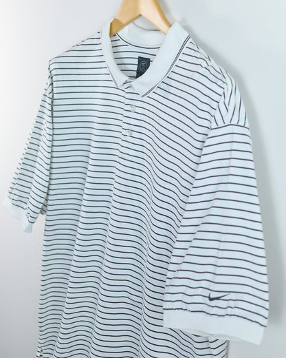 Early 90s Nike Golf White/Black Stripe Polo (XL)