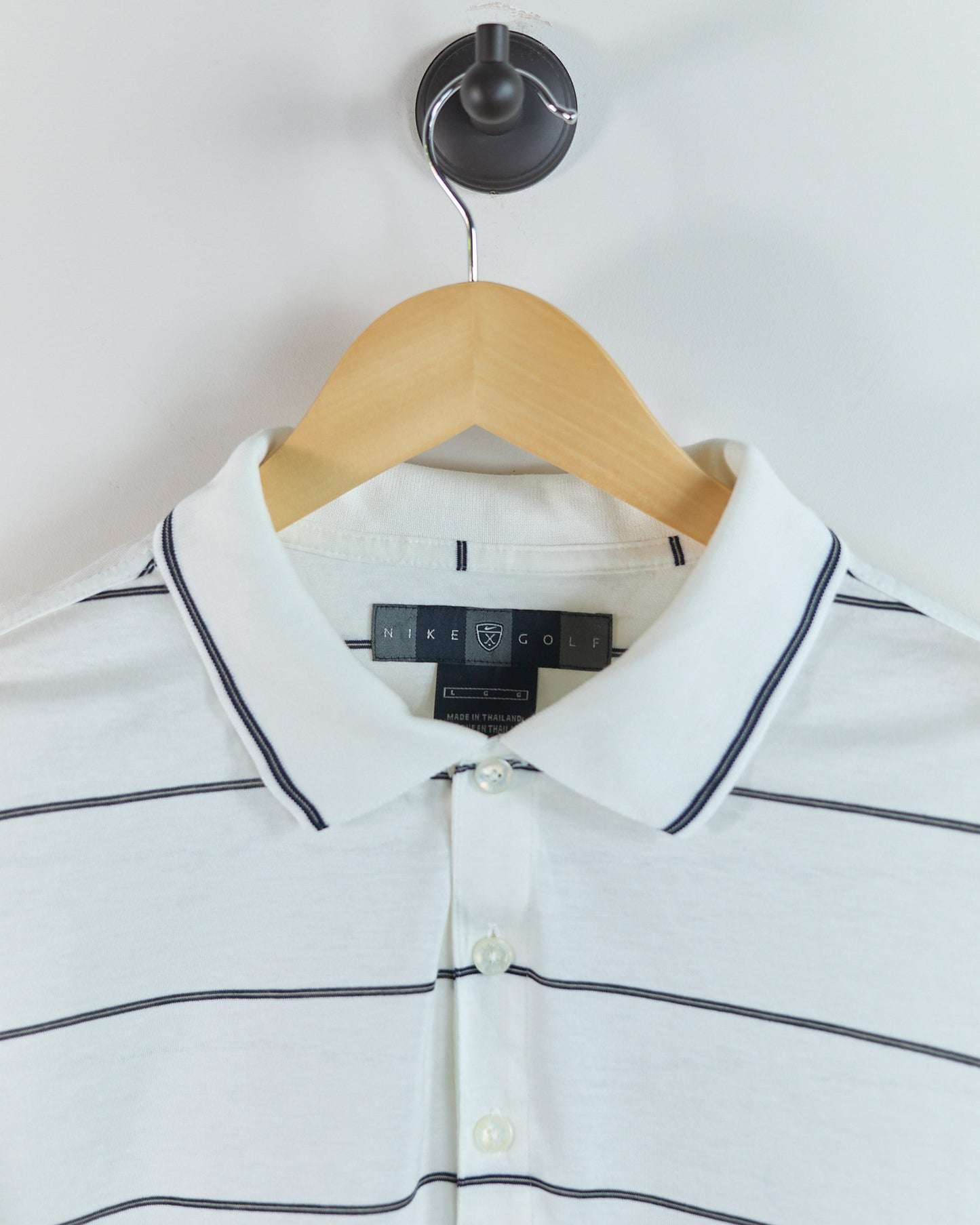 90s Nike Golf White with Black stripes Polo (L)