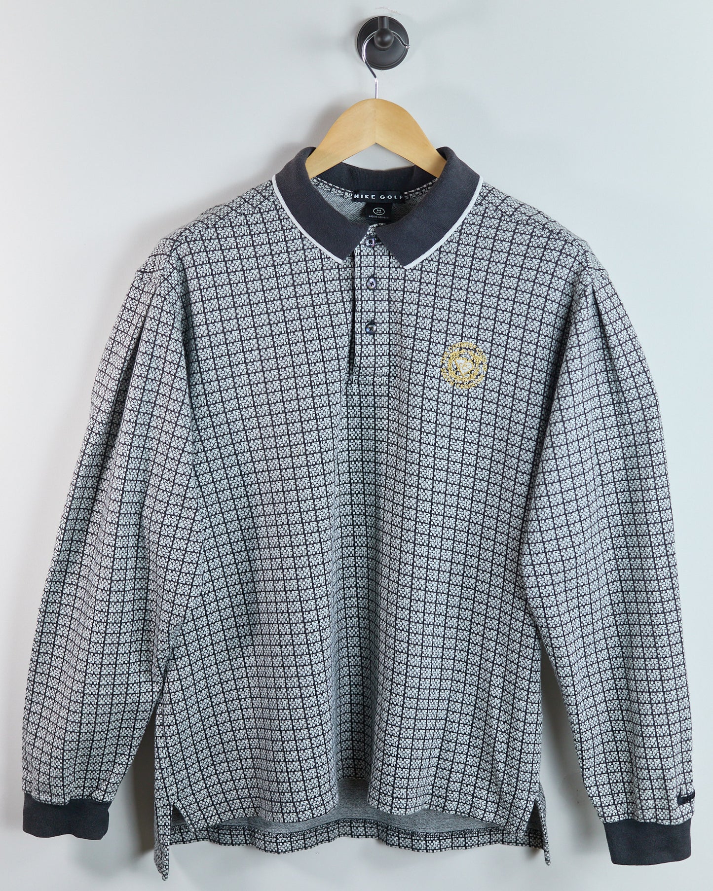 90s Nike Golf Black/White Long Sleeve Polo (M)