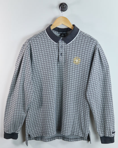 90s Nike Golf Black/White Long Sleeve Polo (M)