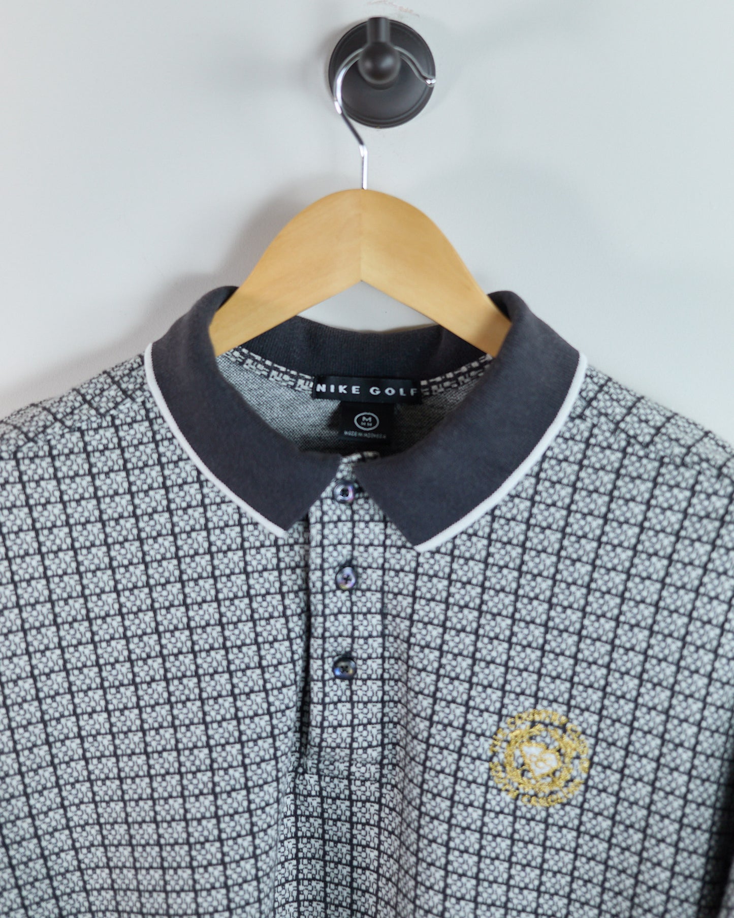 90s Nike Golf Black/White Long Sleeve Polo (M)