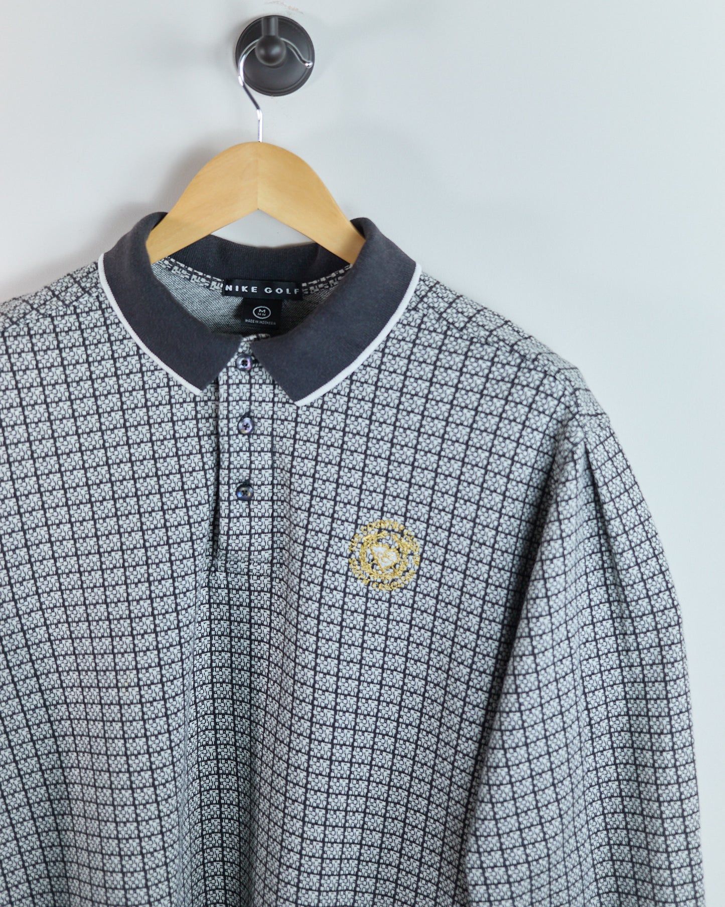 90s Nike Golf Black/White Long Sleeve Polo (M)