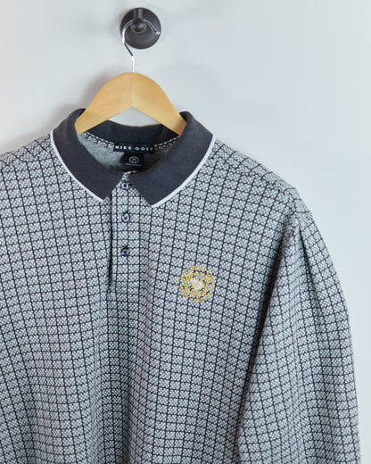 90s Nike Golf Black/White Long Sleeve Polo (M)
