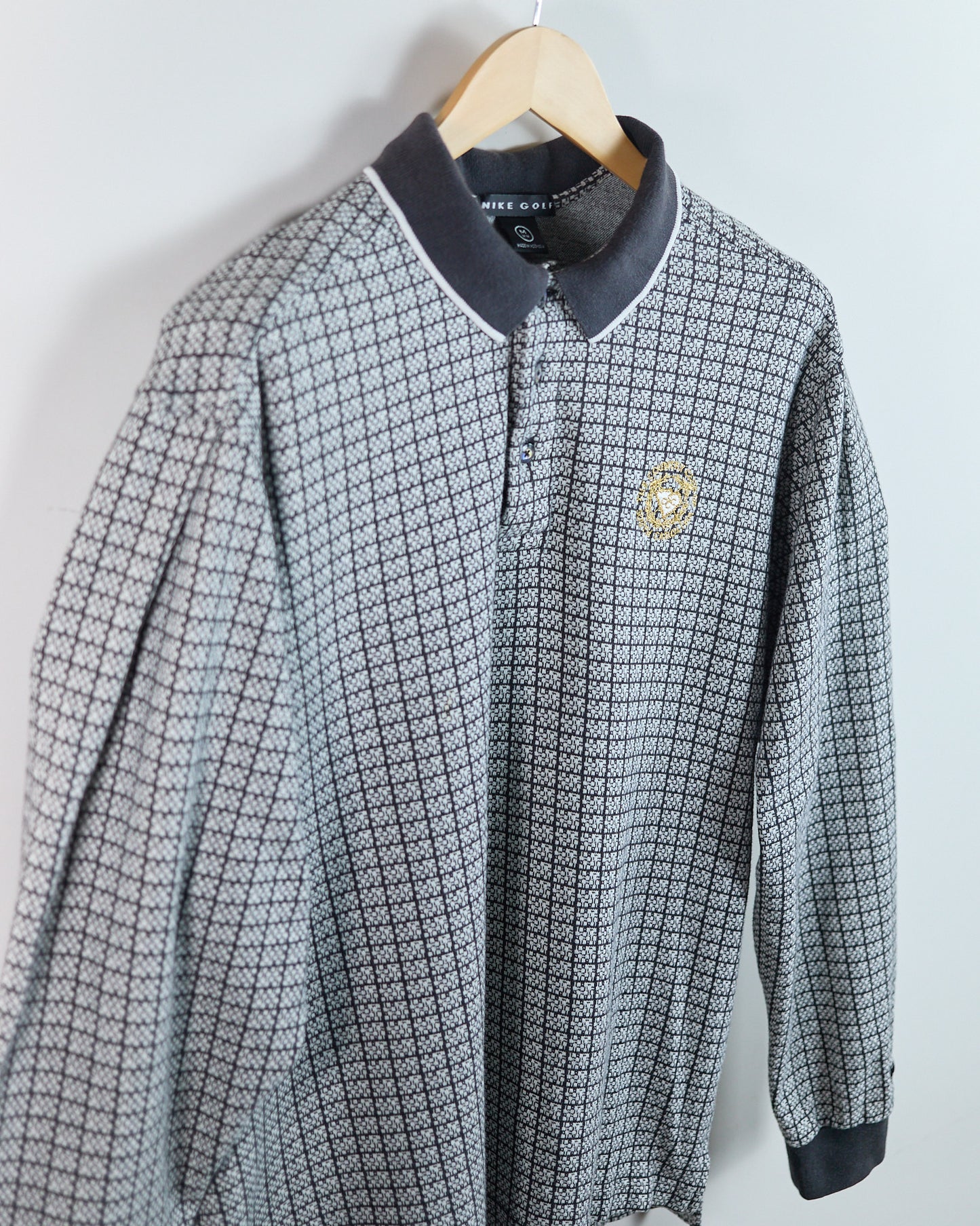 90s Nike Golf Black/White Long Sleeve Polo (M)