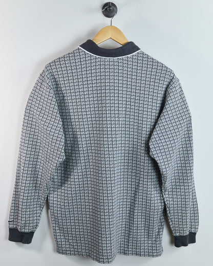 90s Nike Golf Black/White Long Sleeve Polo (M)