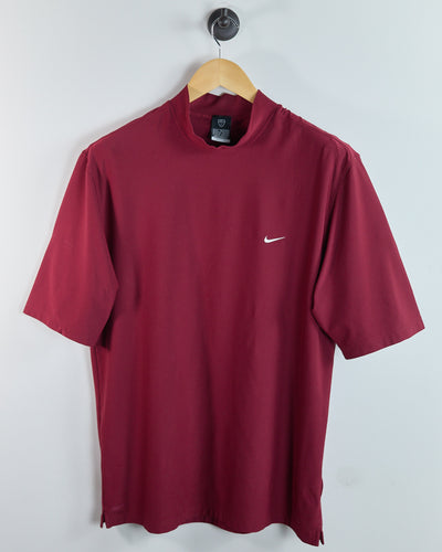 90s Nike Golf Dark Red Short Sleeve Mock Neck (L)