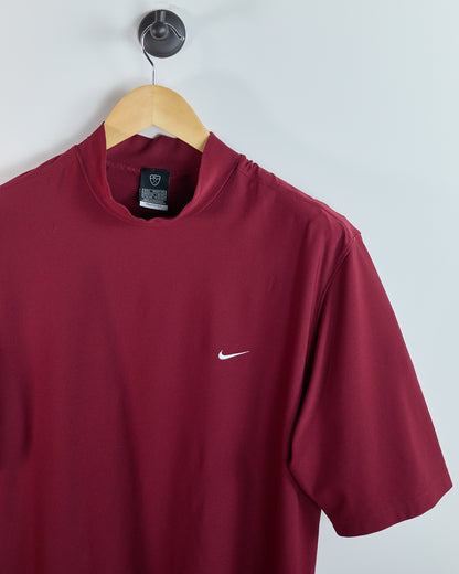 90s Nike Golf Dark Red Short Sleeve Mock Neck (L)