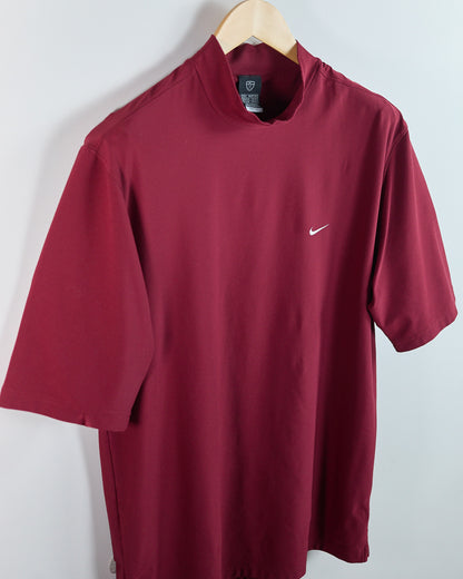 90s Nike Golf Dark Red Short Sleeve Mock Neck (L)