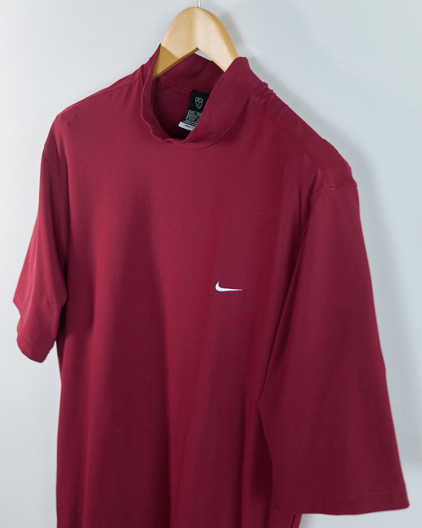 90s Nike Golf Dark Red Short Sleeve Mock Neck (L)