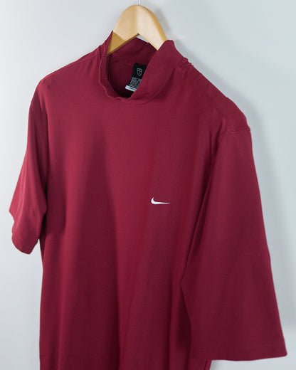 90s Nike Golf Dark Red Short Sleeve Mock Neck (L)