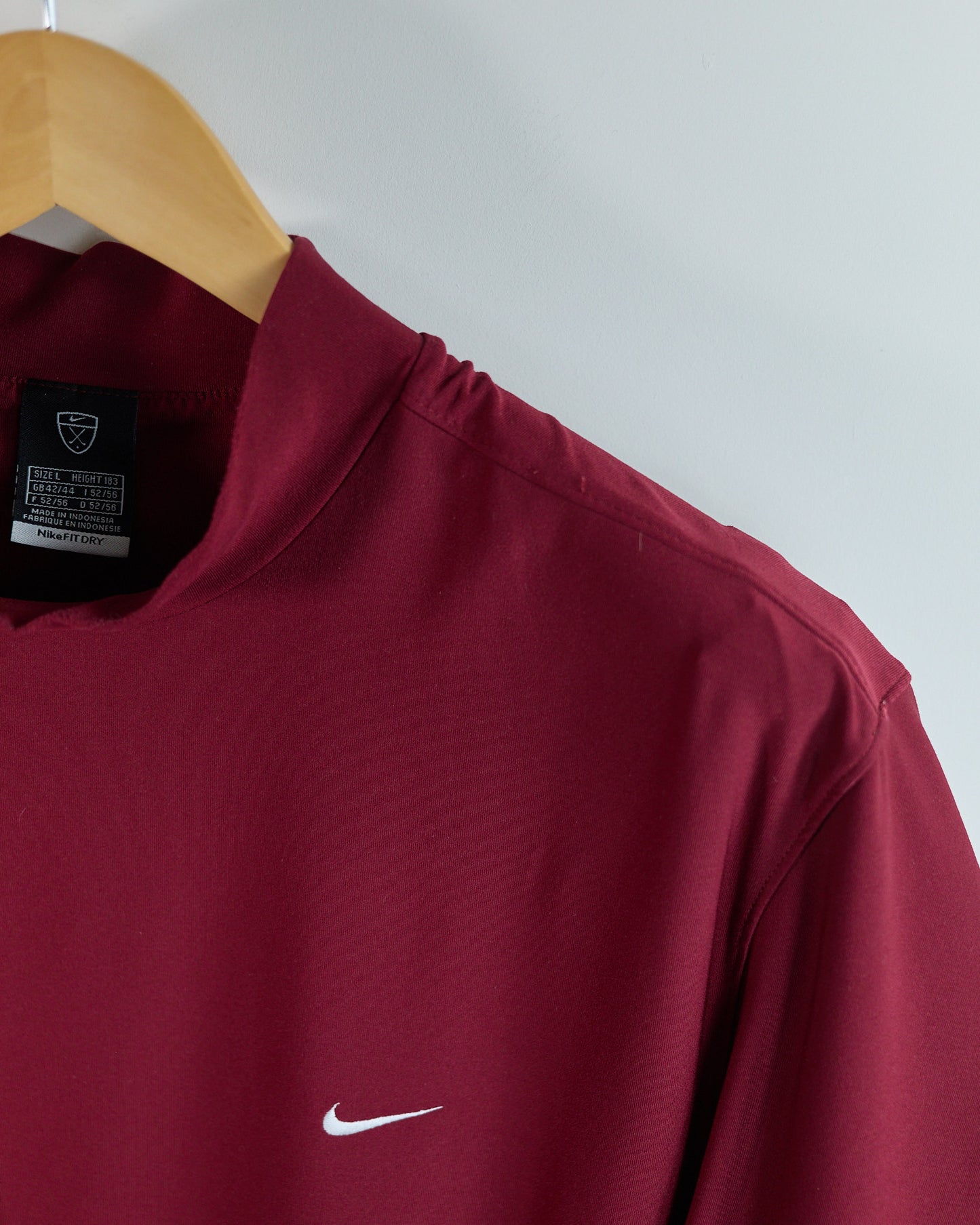 90s Nike Golf Dark Red Short Sleeve Mock Neck (L)