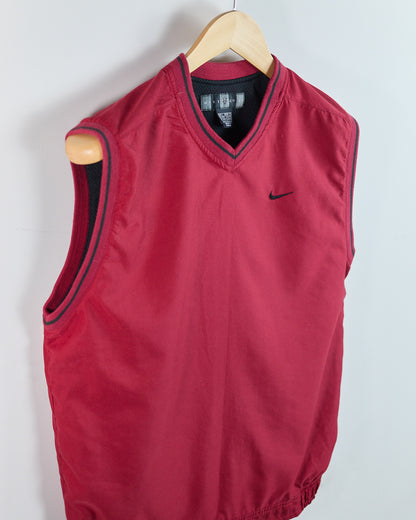 90s Nike Golf Red/Black V Neck Windbreaker Vest (S)