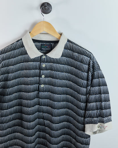 90s Greg Norman Navy/Cream Pattern Polo (L)