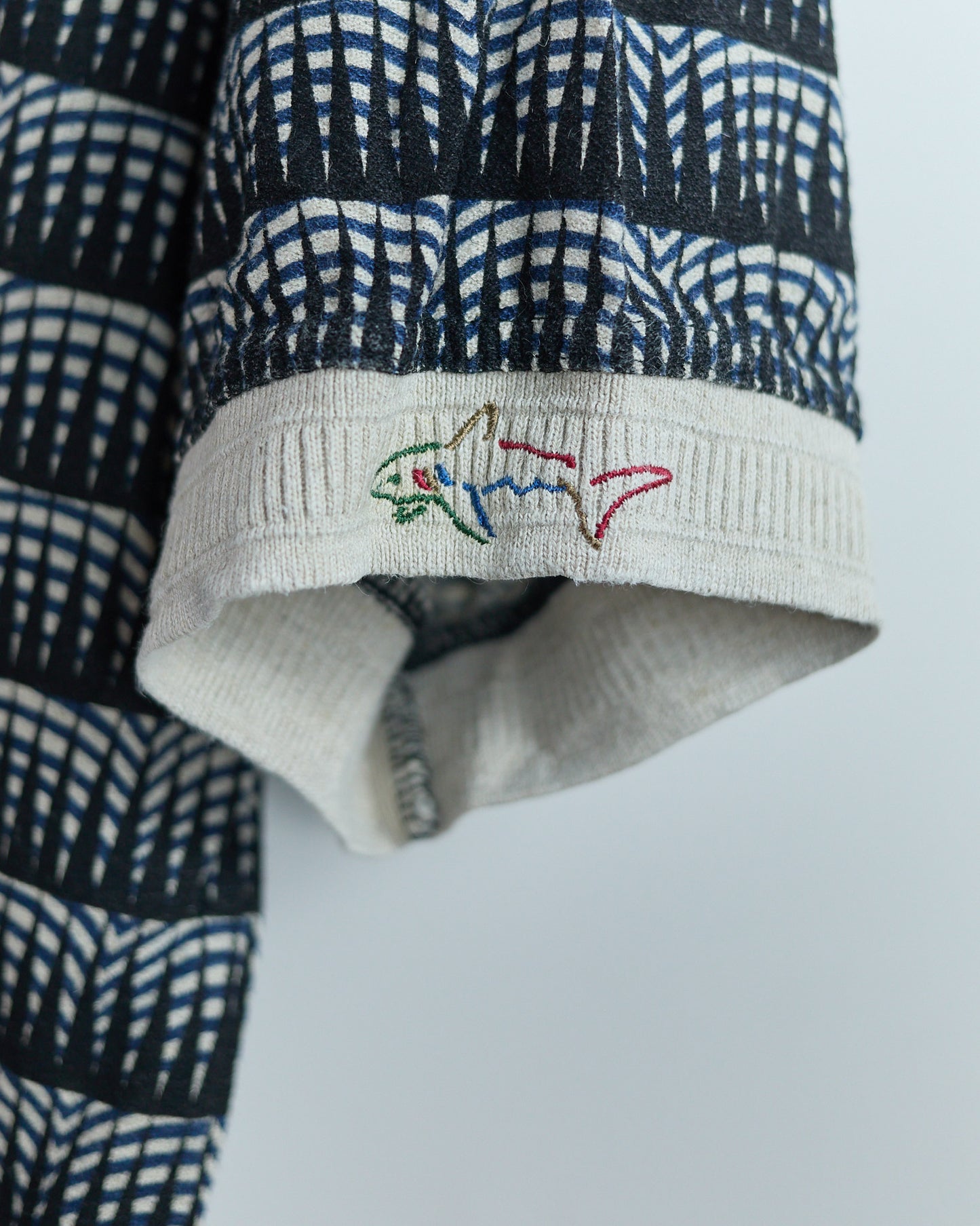 90s Greg Norman Navy/Cream Pattern Polo (L)