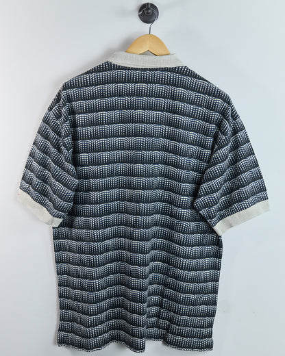 90s Greg Norman Navy/Cream Pattern Polo (L)
