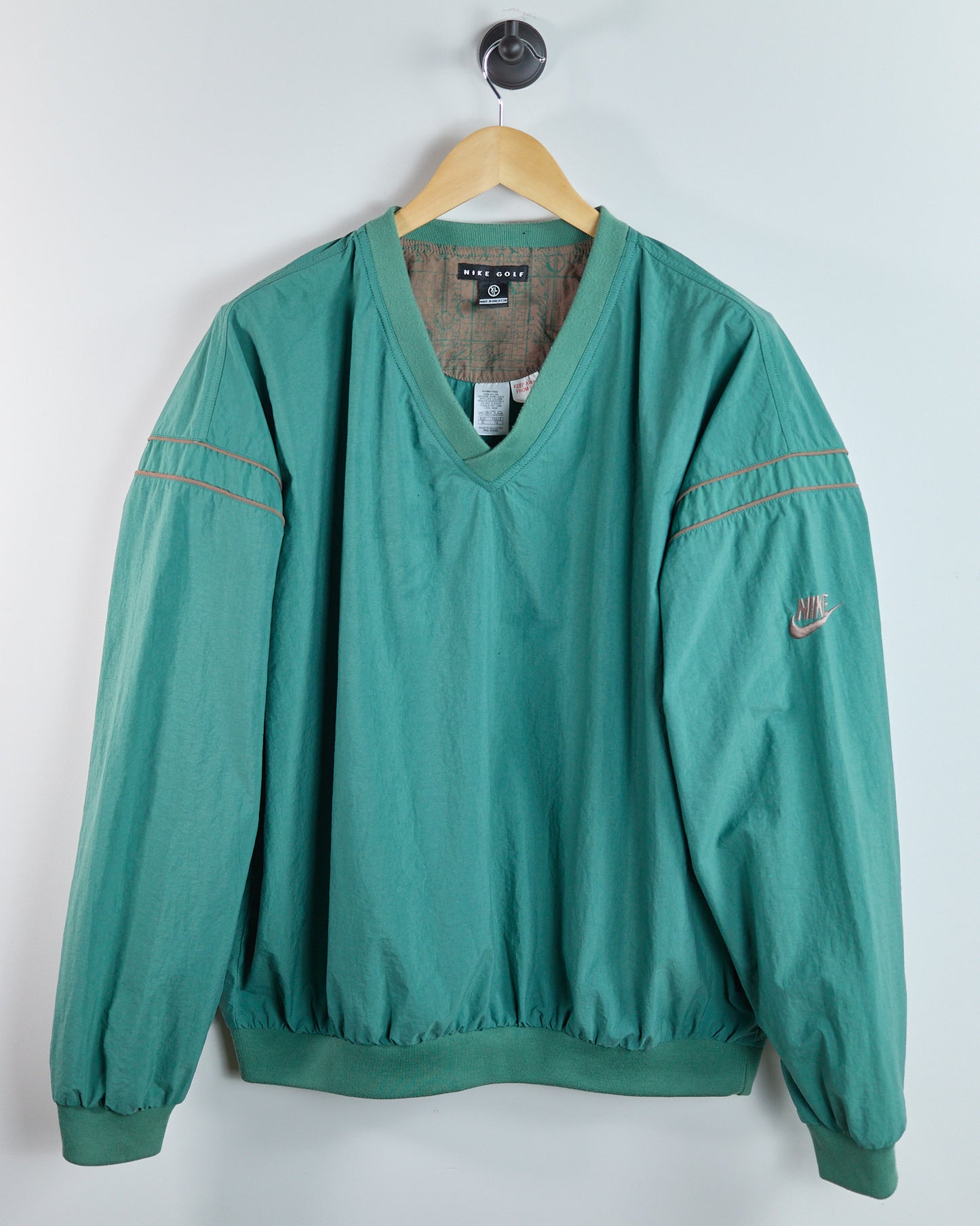 80s Nike Golf Green V Neck Windbreaker (XL)