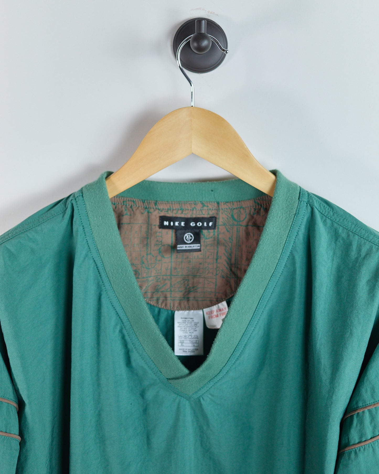 80s Nike Golf Green V Neck Windbreaker (XL)