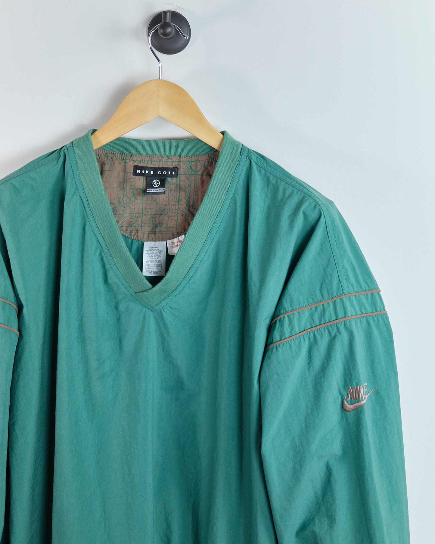 80s Nike Golf Green V Neck Windbreaker (XL)