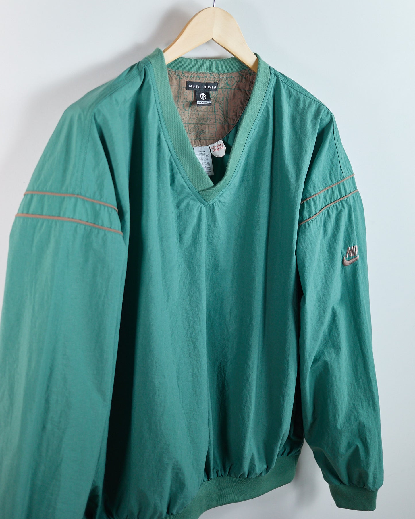 80s Nike Golf Green V Neck Windbreaker (XL)