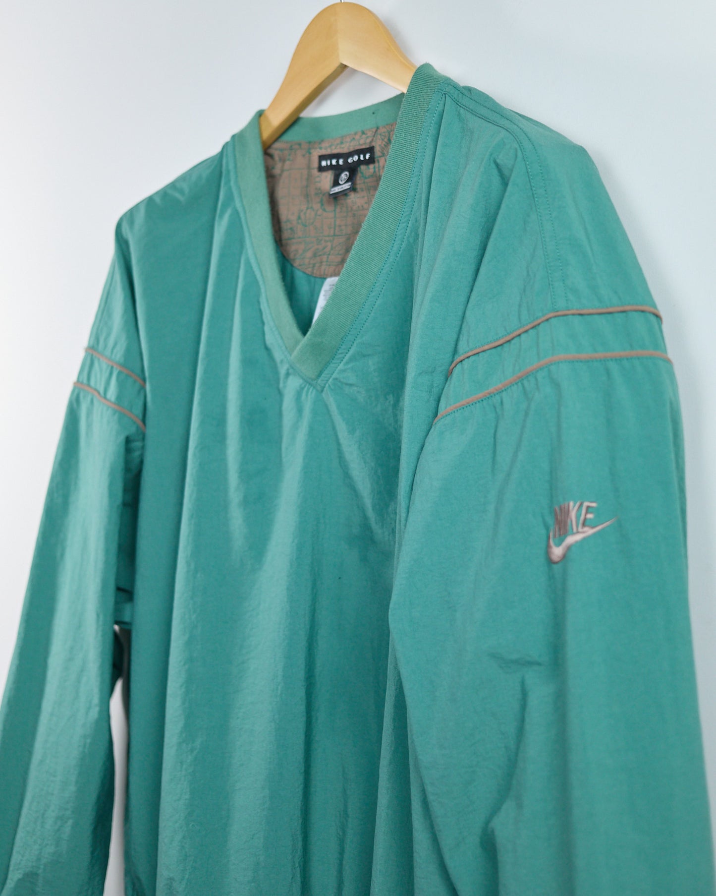 80s Nike Golf Green V Neck Windbreaker (XL)