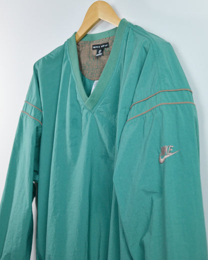 80s Nike Golf Green V Neck Windbreaker (XL)