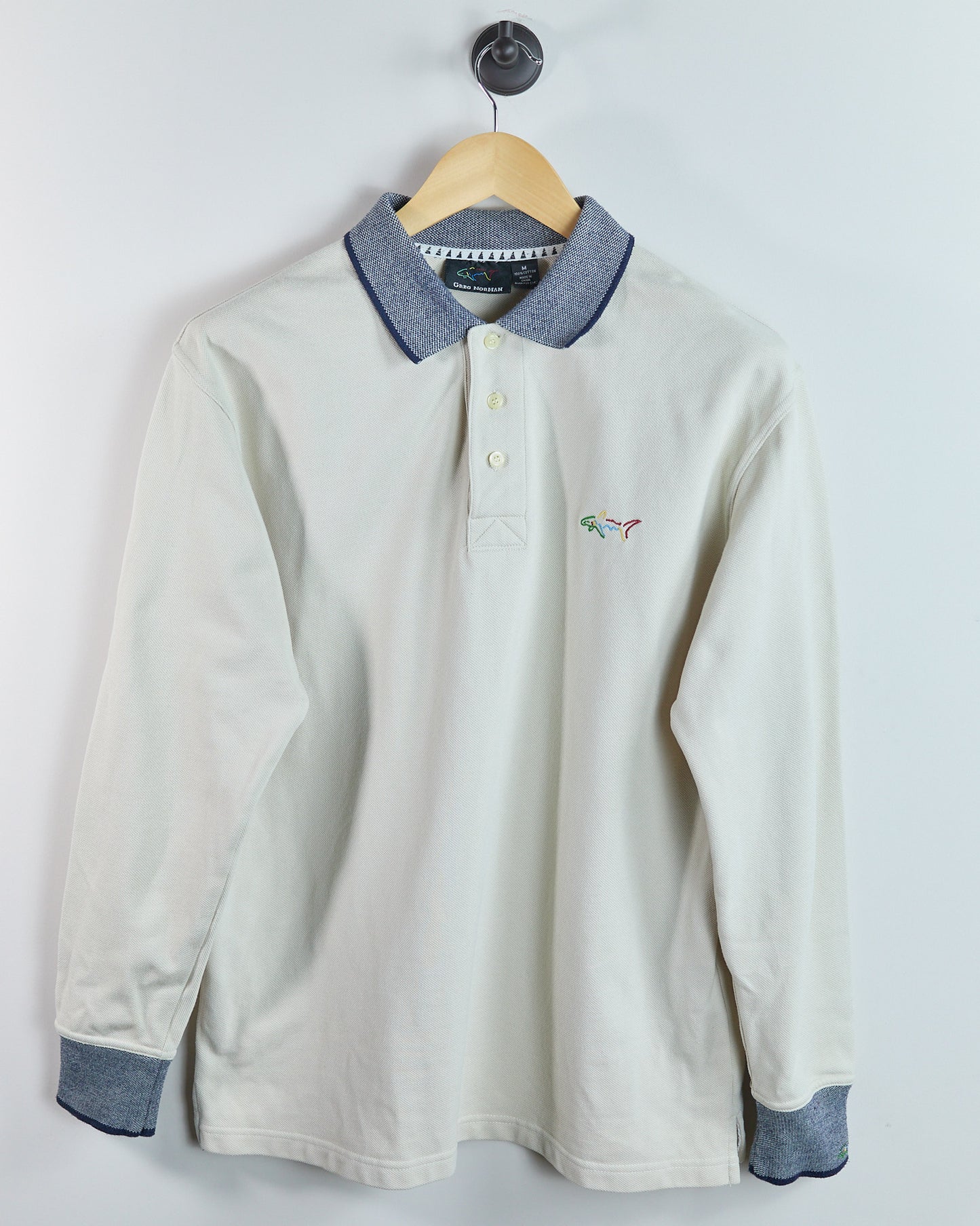 90s Greg Norman Cream Long Sleeve Polo (M)