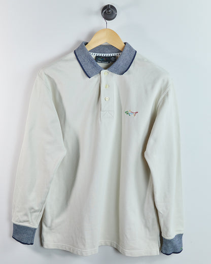 90s Greg Norman Cream Long Sleeve Polo (M)