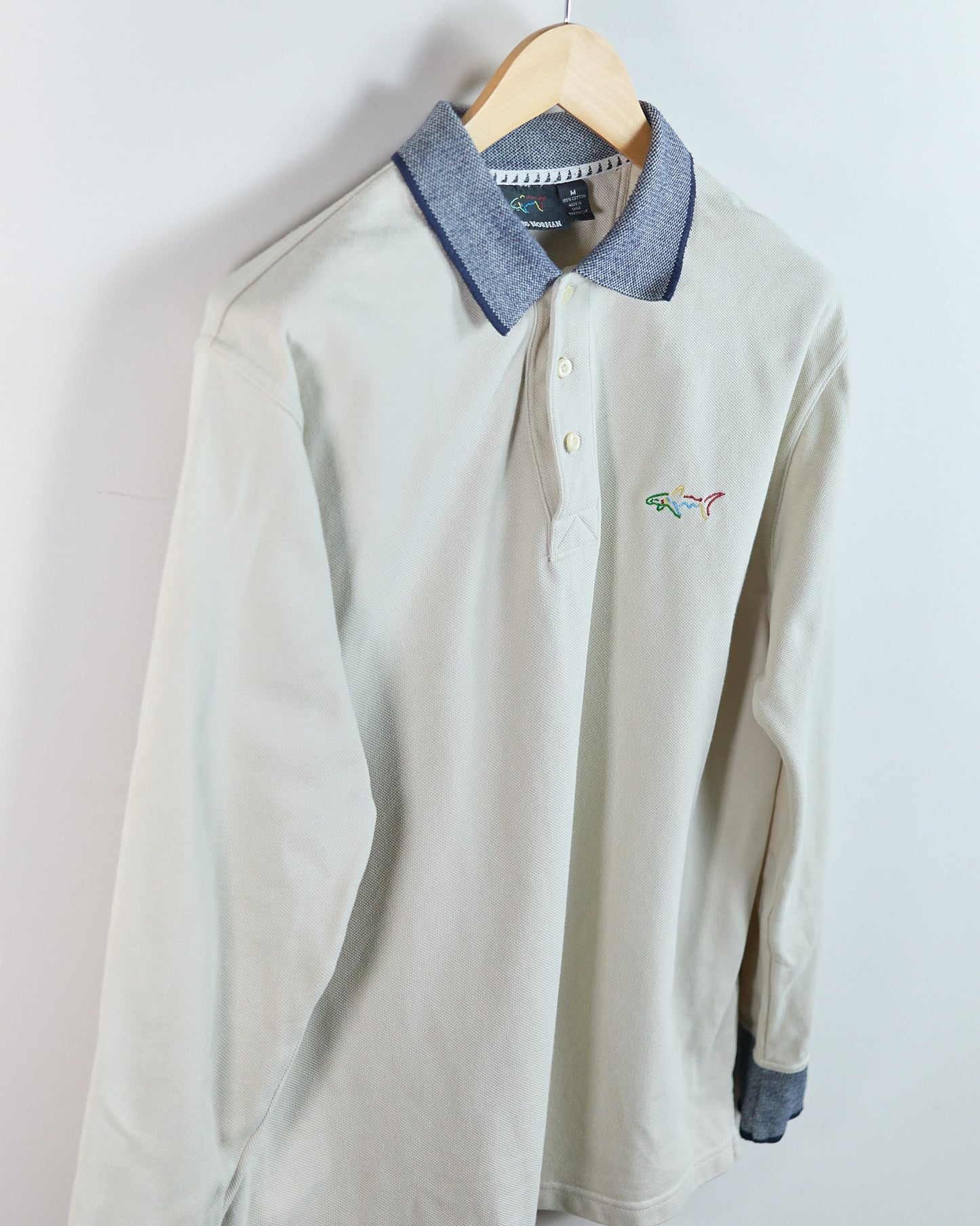 90s Greg Norman Cream Long Sleeve Polo (M)