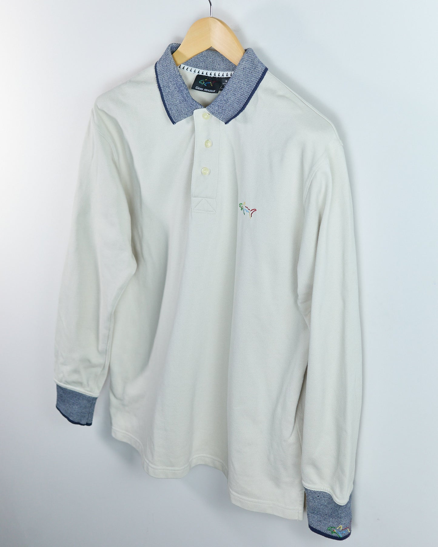90s Greg Norman Cream Long Sleeve Polo (M)