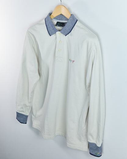 90s Greg Norman Cream Long Sleeve Polo (M)