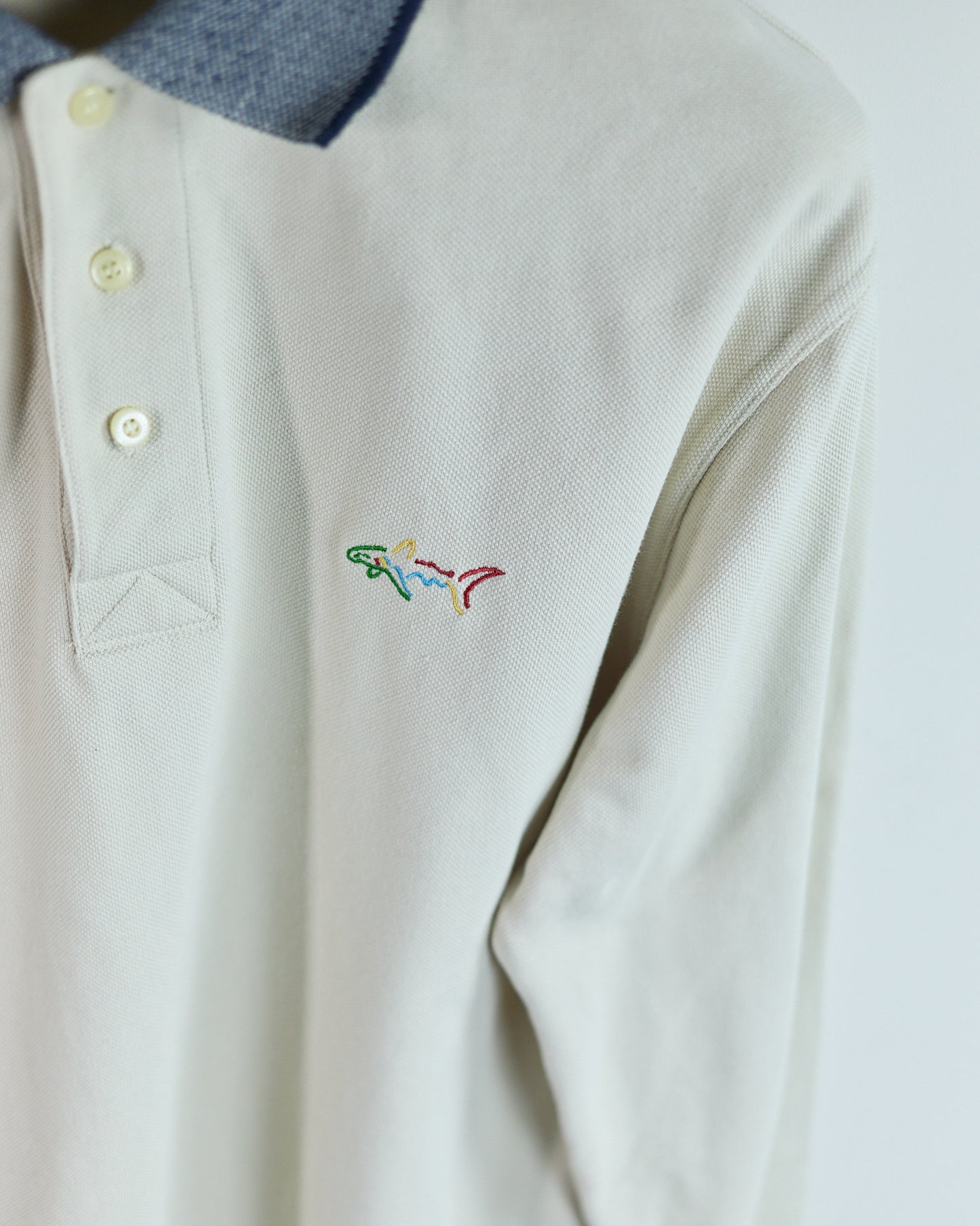 90s Greg Norman Cream Long Sleeve Polo (M)