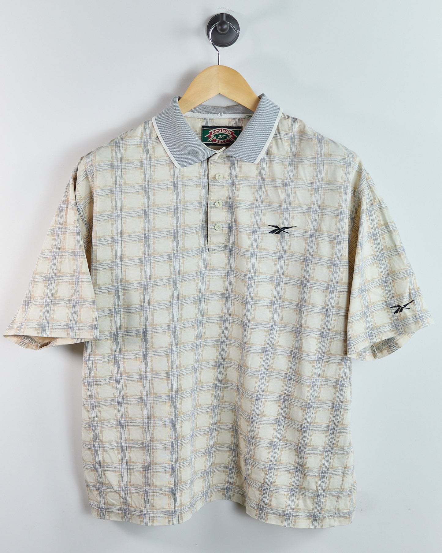 90s Reebok Beige Pattern Polo (L)